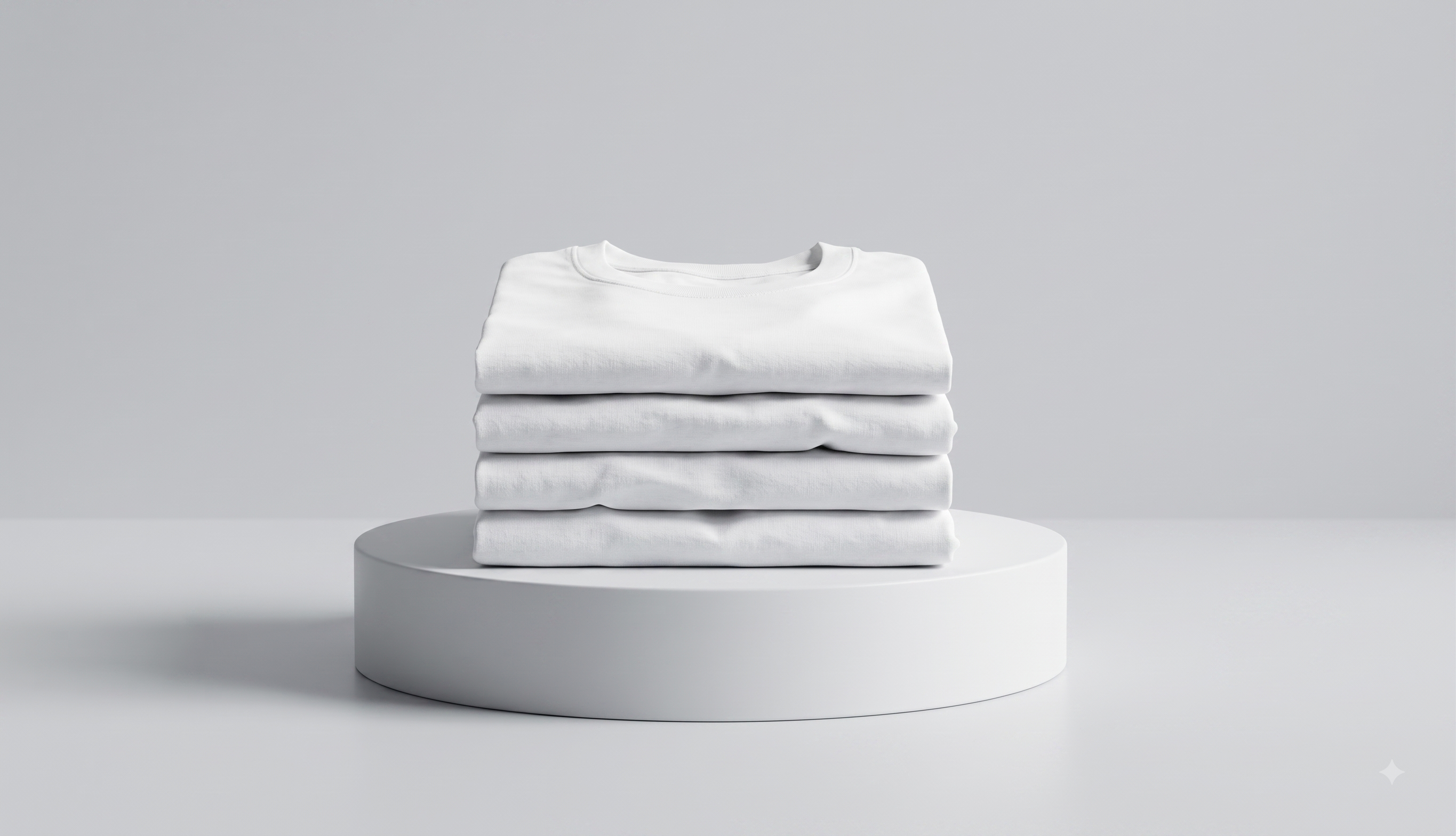 Folded premium white organic cotton t-shirts